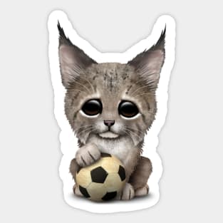 Lynx Cub With Football Soccer Ball Sticker